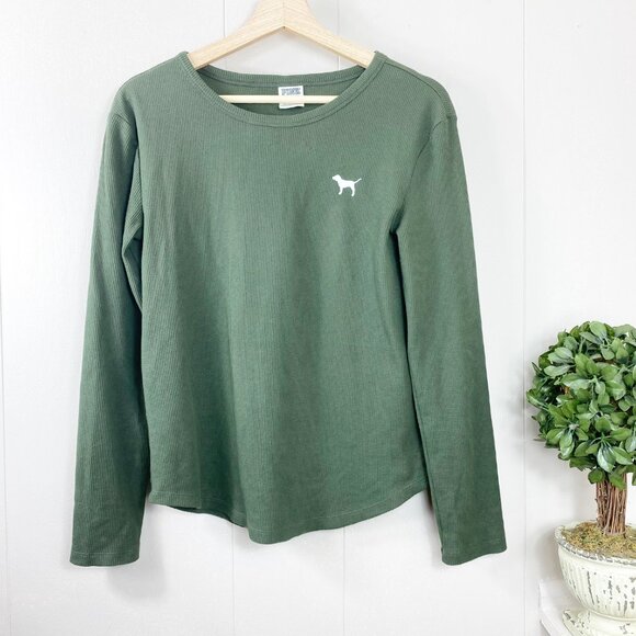 PINK Victoria's Secret Tops - Pink Victoria's Secret Olive Green Scoop Neckline Long Sleeve Top Size X-Small